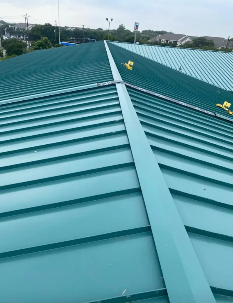 Green commercial metal roof ridge and valley for Metal Roof Repair in South Strabane